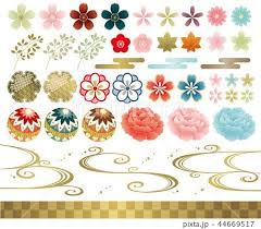 和柄パーツ色々 和柄 イラスト 花 イラスト かわいい 花 イラスト