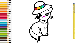 Gambar 49 gambar mewarnai kucing cari gambar download. Cara Menggambar Dan Mewarnai Kucing Memakai Topi Untuk Anak Anak Drawing And Coloring For Kids 41 Youtube