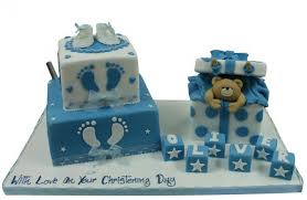 Click on the photo to see a single tier version of this design. Christening Religious Celebration Cakes