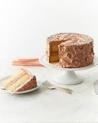 Basic Yellow Cake Dessert Recipe Martha Stewart Living Buttermilk And Vegetable Oil Are The Mvp Ingredients In Our De Yellow Cake Cake Homemade Yellow Cake