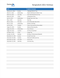 Holidays bring a lot of peace in our busy lives. Bangladesh Holidays 2021 In Pdf Word And Excel