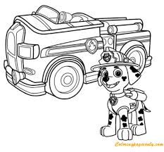 Thousands pictures for downloading and printing! Paw Patrol Marshall With Fire Truck Coloring Pages Cartoons Coloring Pages Coloring Pages For Kids And Adults