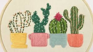 Como Bordar Cactus Bordado Paso A Paso Cactus Embroidery Embroidery Patterns Embroidered Cactus
