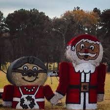 Meet the hay bale superheroes reminding people that together we are a super power in the fight in recent years the field, on the newtownstewart bypass, has been home to hay bales which have been. Santa And Mrs Claus Made Of Round Hay Bale Hay Bale Decorations Painted Hay Bales Christmas Hay Bale