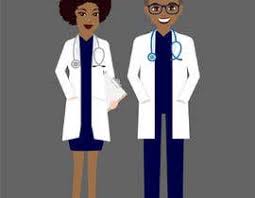 Beautiful young female doctor presenting something cartoon illustration. Black Boy And Girl Cartoon Doctor Freelancer