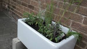 My Herb Garden In A Belfast Sink Belfast Sink Herb Garden Belfast Sink Planter Small Garden Big Ideas