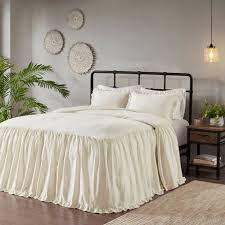 4.4 out of 5 stars. Leilah Queen 3pc Cotton Ruffle Skirt Bedspread Set Ivory Target