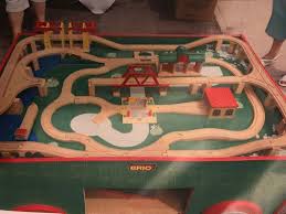 Hape e3766 70 piece railway train table and set toy with battery powered locomotive with removable playmat surface and storage for kids 3 years and up. Brio Train Set Table With Track Cars And Much More For Sale In Harrisburg Pa Offerup