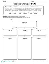 tracking character traits worksheet education com