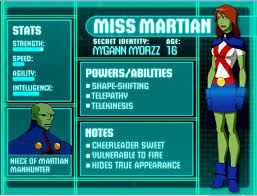 Young Justice Illustrated Character Bios Young Justice Young Justice League Miss Martian