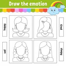 Includes images of baby animals, flowers, rain showers, and more. Premium Vector Draw The Emotion Worksheet Complete The Face Coloring Book For Kids