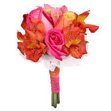 Salmon alstroemeria and roses wedding bouquets. Orange Pink Centerpiece Flowers Fresh Roses Alstroemeria Globalrose