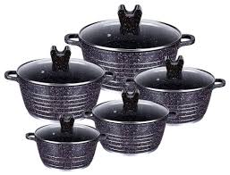 Black Cookware Set With Non Stick Ceramic Coating Accra Kitchenware Cooking Pots Cooking Utensils Sauce P Cookware Sale Cookware Set Cookware And Bakeware