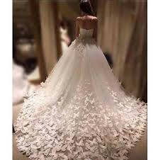 New Fashion Wedding Dresses Cathedral Train 3d Floral Appliques Butterfly Bridal Gowns Tulle Sweetheart Custom Made Wedding Dresses From Babybridal Butterfly Wedding Dress Ball Gowns Wedding Wedding Dresses