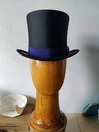 Black Bridal Wedding Top Hat With Blue Ribbon Altertinative Etsy Wedding Top Hat Black Bridal Wedding Top