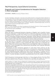 Pdf Pragmatic And Cultural Considerations For Deception Detection In Asian Languages