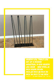 Hairpin Leg Table Leg Set Of 4 Modern Industrial 3 Rod Hairpin Leg Base Raw Steel 12 Inch High16 Inch18 Inch 20 Inch With Images Modern Industrial Raw Steel Table Legs