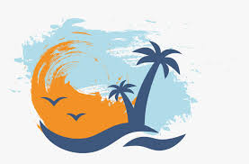 Image of an exotic beach, silhouette of a big palm tree, setting sun, small waves in the water and birds flying in the sky. Clip Art Euclidean Icon Palm Transprent Silhouette Sunset Beach Vector Png Transparent Png Kindpng