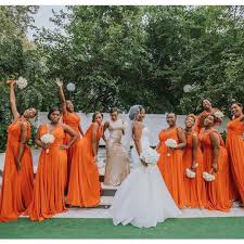 Black And Orange Dress Inspiring Black Bride Beauty Azettadesignstudio On Instagram Repost From Orange Dress Wedding Wedding Bridesmaids Dresses Blue Orange Bridesmaid Dresses
