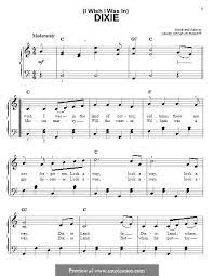 Dixie By D D Emmett Emmett Piano Score Dixie