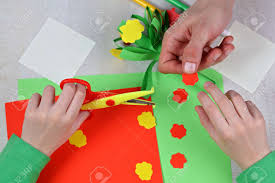 Special birthday card for friends. Child Cut Out Of Colored Paper Kid Making Birthday Card Happy Mothers Day And Happy 8 March Concept Kids Art Art Projects Stock Photo Picture And Royalty Free Image Image 77081096