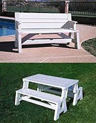Convert A Bench Assembled 31 H X 60 L White In White Or Tan Outdoor Bench Picnic Table