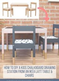 Diy Ikea Hack Turning The Latt Childrens Table And Chairs Upcycled Into A Chalkboard Drawing Station Using C Ikea Diy Ikea Childrens Table Ikea Hack Kids Table