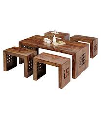 Round coffee table for living room, modern cocktail table with wooden top & and. Ringabell Curved Solid Wood Coffee Table With Stool Teak Finish Buy Ringabell Curved Solid Wood Coffee Table With Stool Teak Finish Online At Best Prices In India On Snapdeal
