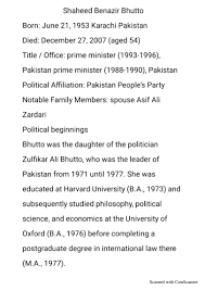 SOLUTION: Shaheed benazir bhutto notes pdf - Studypool