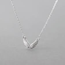 White Gold Double Angel Wing Necklace Sterling Silver White Gold Necklaces Fine Silver Jewelry Silver Jewelry