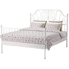 Sha cerlin industrial queen size platform bed frame, metal queen bed frame with wooden rivet headboard, 13 strong metal slats support. Ikea Leirvik Bed Frame White Full Size Iron Metal Country Style 38382 22020 1210 Walmart Com Walmart Com