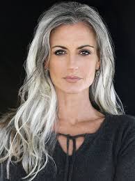 She was beautiful and glamorous. Sam Gold Long Gray Hair Hair Styles Beautiful Gray Hair