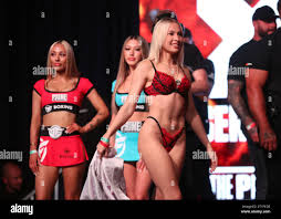 Astrid Wett during a weigh-in at the Exchange Hall, Manchester. Picture  date: Friday October 13, 2023 Stock Photo - Alamy