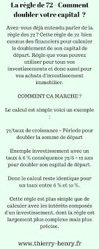 La Regle De 72 Comment Doubler Votre Capital Thierry Henry Immobilier Investissement Investissement Immobilier
