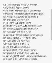 Is there any one who need any. æ½æ  æ'ä»¬ä¸ç´å¨ On Twitter Anyways Compiled For My Own Reference Initially For The Krn Novel Cql S Krn Broadcast But Here Are The Korean Names Of The Mdzs Cql Characters And Places