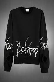 Black And White Lightning Bolt Sweater Embroidered Thunder Lightning Bolt Printing Custom Sweatshirts Trang Phục