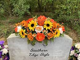 All material was hot glued into the floral foam for stability. Amazon Com Fall Cemetery Saddle 28 Inch Length Headstone Saddle Handmade