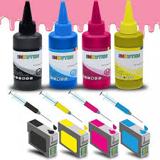T127 black ink cartridge, t127 cyan ink cartridge, t127 magenta ink cartridge, t127 yellow ink. 4 Easy To Refill Cartridges For Epson 127 T127