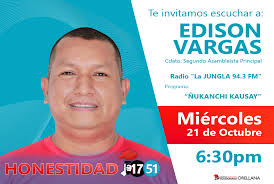 🎙️#Entrevista| Edison Vargas, candidato a Asambleísta por Orellana por la  Alianza#Honestidad 17-51🔴🔵 🗓️ Miércoles, 21 de octubre de 2020 ⏰ 18:30  Para tratar sobre: El plan de trabajo para la provincia de