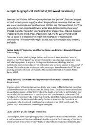 Download Sample Biographical Abstracts Biography Template 100 Words Person