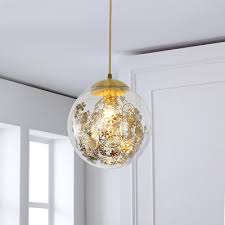 Simply hang them over a hook in the ceiling, swag the chain, and plug in for instant style. Contemporary Ball Hanging Lamp Clear Glass 1 Bulb Bedroom Ceiling Pendant Light In Yellow With Inner Shattered Leaves Decoration Beautifulhalo Com