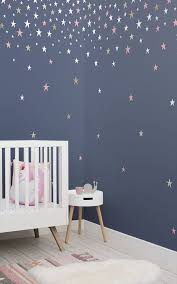 Falling Navy Blue Stars Wallpaper Murals Wallpaper In 2020 Kids Bedroom Wallpaper Girls Bedroom Wallpaper Wallpaper Bedroom