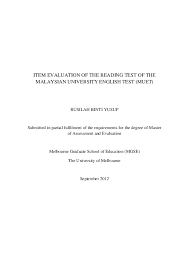 The test is set and run by the muet is largely recognised only in malaysia and singapore. Pdf Item Evaluation Of The Reading Test Of The Malaysian University English Test Muet Al Habib Academia Edu