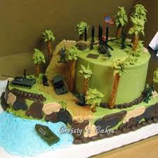 Army themed scene using washed toys on loan from the birthday boy himself! Army Cake Decorating Photos