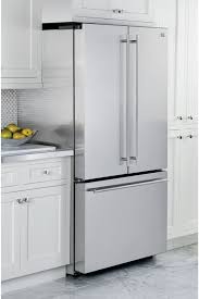 Bisque French Door Refrigerator With Water Dispenser Monogram Zwe23eshss 36 Inch Counter Depth French Door Refrigerator With Twinchill Internal Dispenser Ice Maker Advanced Water Fi French Door Refrigerator French Doors Refrigerator
