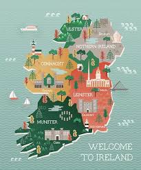 Travel Map Of Ireland With Landmarks And Cities Urban Backgrounds Download Here Https Graphicriver Net Item Travel Ireland Map City Postcard Travel Maps