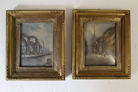 Antica Coppia Di Quadri Miniature Dipinti Milano Firmati Cornice Vetro Bombato V 2020 G