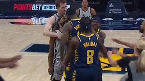 — patrick mills (@patty_mills) july 11, 2021 i got asked post game tonight about ash barty's wimbledon victory and immediately got the biggest rock in my throat and what felt like a million goosebumps. Nba 2021 Pacers Vs San Antonio Spurs Jakarr Sampson Ejected For Pushing Patty Mills Video Watch