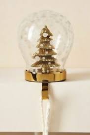 This family stocking holder is perfect to hang your. Nib Anthropologie Snow Globe Christmas Tree Glass Gold Juniper Stocking Holder Ebay