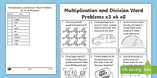 Multiplication and division word problems. Y3 Multiplication Division Word Problems 3 4 8 Sheet